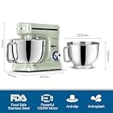 Vospeed Stand Mixer,5 Quarts 8-Speed 1000W Tilt-Head Food Mixer, Kitchen Electric Standing Mixer With Dough Hook, Whisk, Beater, Splash Guard & Mixing Bowl For (Green)