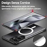 FAOMSEBS Magnetica Senza Bordo Cover per Samsung S25 per MagSafe (Sensazione di Metallo Nudo) [Opaca Traslucido] [Magnetico Potente] Custodia Sottile Cover per Samsung Galaxy S25 Case
