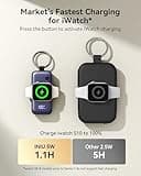 INIU Power Bank for Apple Watch, 5000mAh Wireless Portable Charger Powerbank with Built-in Cable, Slim Travel Keychain Battery Pack with LCD Display for iWatch 10/9/8/Ultra2/Ultra/SE, iPhone 16/15 etc