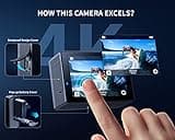 WOLFANG Action Camera 4K 60FPS 24MP GA300, WiFi 8X Zoom EIS Vlogging Camera, 40M Waterproof Underwater Camera for Snorkeling, External Mic, Remote Control and Helmet Accessories Kit for Cycling