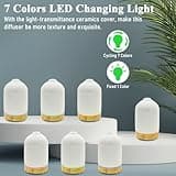 Ceramic Essential Oil Diffuser Electric Aroma Diffuser with 6 Pcs*10ml Essential Oil Gift Set, 7 Colors LED Light/4 Timers Modes/Waterless Auto-Off 100ml for Home/Office/Spa
