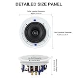 Herdio 6.5 inch 640 Watts Ceiling Speakers Flush Mount 2 Way Perfect For Office,Kitchen,Living Room,Bathroom(4 Speakers)