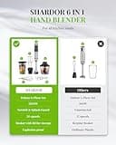 SHARDOR Hand Blender,6 In 1 Hand Blenders For Kitchen,power 1200w,20-Speed & Turbo Stick Blender,Scratch Resistant Hand Whisk Electric With Dough Hooks,Egg Beaters,Whisk,800ml Beaker,600ml Chopper
