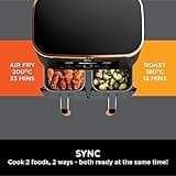 Ninja Foodi MAX Dual Zone Air Fryer, Amazon Exclusive, Tongs, 2 Drawers, 9.5L, 6-in-1, Use No Oil, Air Fry, Max Crisp, Roast, Bake, 8 Portions, Nonstick Dishwasher Safe Baskets, Copper/Black AF400UKCP