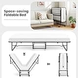 COSTWAY Folding Bed with 10cm Luxurious Memory Foam Mattress, Portable Foldable Rollaway Guest Beds on Wheels, Compact Metal Frame Fold up Bed Office Camp Sleeper for Adults Teens, Single, 194x90cm