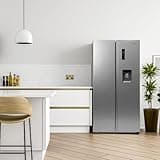 Willow WSBS84DS 433L Total No Frost American Style Fridge Freezer with Adjustable Thermostat, Water Dispenser, Mark-Proof Finish, 2 Year Warranty - Silver