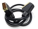 DRUT 1m Scart to Scart Cable Lead, 21 Pin Male to Male (Plug to Plug) RGB Cord for TV, VCR, DVD Player Gold Plated (3ft)