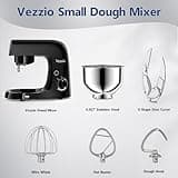 Vezzio Small Stand Mixer,4.5 liters Food Mixers for Baking,1500W 10-Speed Kitchen Cake Mixers,Electric Kitchen Mixers with Small form-factor, Easy to use and Lightweight(4.5L, Black)