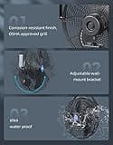 iLIVING Wall Mounted Variable 14 Inches Speed Indoor Outdoor Weatherproof Fan Industrial grade for Patio Greenhouse Garage Workshop and Loading Dock 2473 CFM Black Outdoor 14