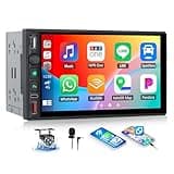 OiLiehu Double Din Car Stereo Wireless CarPlay Android Auto, 7" Car Radio 2 Din with IPS Touchscreen, MP5 Multimedia Player with Mirror Link, Bluetooth, FM/AM/RDS, USB, Type-C, EQ, SWC, Backup Camera
