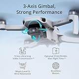 DJI Mini 4K Camera Drone Combo, Drone with 4K UHD Camera for Adults, Under 249 g, 3-Axis Gimbal Stabilization, 10km Video Transmission, Auto Return, 2 Batteries for 62-Min Max Flight Time, QuickShots