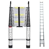 5M Telescopic Ladder with Roof Hook Kit Aluminium Portable Multi-Purpose Folding Portable Heavy Duty Multi-Purpose Aluminium Telescopic Ladder Extendable (16.5FT)