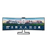 Philips 499P9H- 49 Inch Curved Dual QHD Monitor, 70Hz, 5ms, VA, WebCam, Speakers, USB-C Dock, KVM, Height Adjust (5120 x 1440, 450 cd/m², HDMI/DP 1.4/USB 3.1 / USB-C)