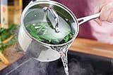 Stellar Profile Set of 5 Stainless Steel Pans 28cm 7.5L Stockpot, 20cm, 18cm, 14cm Saucepans with Lids, 14cm Milk Pan, Induction Ready