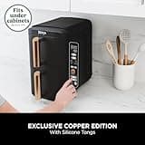 Ninja Double Stack XL Air Fryer, Vertical Dual Drawer Air Fryer with 4 cooking levels, 2 Drawers & 2 Racks, Space Saving Design, 9.5L Capacity, 6 Functions, 8 Portions, Tongs, Black/Copper SL400UKCP