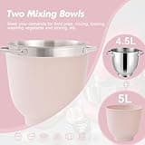 Kitchen in the box Stand Mixer, 4.5L+5L Two Bowls Food Mixer for Baking, 10 Speeds Electric Kitchen Appliance with Dough Hook, Whisk, Beater, 1300W Matte for Home Baking (Rose Pink)