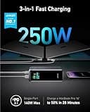 Anker Prime 27,650mAh Power Bank (250W), 3-Port Portable Charger, Smart App, Compatible with iPhone 16/15/14/13 Series, Samsung, Dell, AirPods, and More (Charging Base Not Included)
