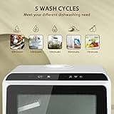 eklipt Table Top Dishwasher, Mini Countertop Dishwasher with 6 Programs, Built-in 5L Water Tank Dual Water Supply Modes with Touch Control, LED Display, Drying Cycle & Fruit Wash