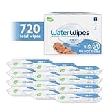 WaterWipes Plastic-Free Original Baby Wipes, 99.9% Water Based Wipes, Unscented for Sensitive Skin, 720 count (Pack of 12)