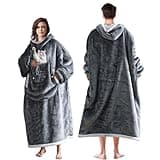 Elaxi Oversized Blanket Hoodie, Soft Sherpa Hooded Wearable Blanket with Sleeves, Pockets Fleece Warm Wearable Throw Giant Sweatshirt for Women and Men