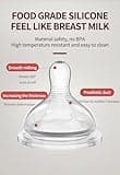 Oberni Weighted Baby Bottles with Size 4 Fast Flow Breast-Like Teat for 12 Months Plus / 1 Year Old Newborn Babies, 270ml/9oz, Non-Slip Handles, Anti-Colic, Grey/2 Pack