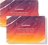 Watercolour Paper Painting Pad (64 Sheets, A4 Size (21x29.7cm), 2 PK) Premium 300 GSM Thick Professional Sketchbook for Mixed Media, Smooth & Slightly Textured Minimizes Bleeding by CreativePeak