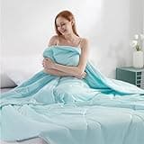 Elegear Cooling Quilt For Naked Sleepers or Night Sweats, Q-Max 0.5 Arc-Chill 3.0 Summer Cool Fiber Duvet for Travel, Adult and Hot Sleepers, Softness, Comfort, 200x220cm, Double Bed Size, Lake Green