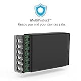 Multi USB Charger, Anker 60W USB Charging Station, 6-Port Family-Sized Desktop USB Plug, For iPhone 15/15Pro/15 Pro Max/14/14 Pro/14 Pro Max/13 Pro/13 Pro Max, Samsung, iPad, and More (Black)