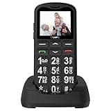 ukuu Unlocked Elderly Phone with Easy-to-Use Big Button, SOS, Speed Dial, 800mAh Battery, Bluetooth, and Charging Dock - Black