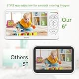 Blemil BabyMonitor with Camera and Audio, 6'' IPS Screen Baby Camera Monitor No WiFi, 30-Hrs Battery, ECO, Night Vision,2-Way Talk, Travel Video Baby Monitor Portable