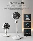 Pro Breeze® AirFlo Plus 44" Hybrid Pedestal Fan 29db Silent with Remote, Powerful Dual Blades, Multidirectional Vortex 135° Horizontal & 100° Vertical & Oscillating, 111-61cm Flex Height