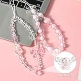 Reownest 2 PCS Mobile Phone Charm Beaded Bracelet Strap- Cute Crystal Pearl Flower Aesthetic Keychain Phone Wrist Strap for Girls Women Cellphone Accessory, Bag & Key Accessories(Pink)