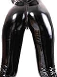 Forever Young Ladies Black 4 Way Zip PVC Spandex Shiny Catsuit Jumpsuit Costume Sexy (UK 12/L)