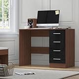 Reflect - 4 Drawer Desk/Dressing Table for Bedroom (H: 72cm x W: 99cm x D: 39.5cm) (Black Gloss/Walnut)