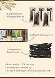 Organic Premium Madagascan Vanilla Pods | Grade A Vanilla Beans in Airtight Tin | Gourmet Sticks for Baking (25 Pods, 11-14cm) | 5 x 5 Vacuum Packs Inside | Vanillabazaar