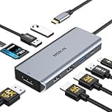 Laptop Docking Station, USB C Dual HDMI Adapter, 9 IN 1 USB C Dual Monitor Docking Station with 2 HDMI, DisplayPort, 3 USB, 100W PD, SD/TF for MacBook Pro 2020-2016, MacBook Air 2020-2018