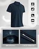 33,000ft Men's Polo Shirt Short Sleeve T-Shirt Golf Polo Moisture Wicking Quick Dry Polos Outdoor Sports Athletic Tennis Performance Breathable T-Shirt for Tennis Work Dark Blue(Nylon Spandex) XL
