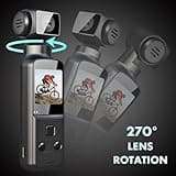 IXROAD 4K Body Camera with Audio and Video, Vlogging/POV Camera with 270° Rotatable Lens, Pocket Action Cam with External Microphone, Clip and 64GB TF Card