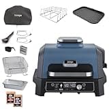 Ninja Woodfire Pro Connect XL Electric BBQ Grill & Smoker with App Control, 2 Digital Probes, Rib Rack, Cover, Liners & Cleaning Brush, Large 7-in-1 Outdoor Grill & Air Fryer, Blue & Black OG901UKAMZ