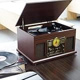 10-in-1 Bluetooth Record Player Multifunctional 3-Speed Turntable for Vinyl Record with Stereo Speaker,LP Vinyl to MP3 Converter with CD, Cassette Player,FM Radio,Wireless Music Streaming | Mahogany