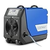 COSTWAY 85L/Day Commercial Dehumidifier, Industrial Air Dehumidifiers Building Dryer with Pump, 24H Timer, Auto Defrost, Memory Starting, Drain Hose, Wheels & Handle, Air Circulation 341m3/h