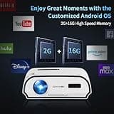 4K Ultra HD Daytime Home Theater Projector High Bright 14300 Lumens Smart Movie Projector HDR Daylight WiFi6 Bluetooth RJ45 LAN Outdoor Gaming Projectors Keystone Zoom Outdoor Home Entertainment Work