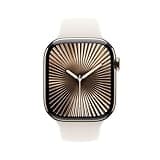 Apple Watch Series 10 GPS + Cellular 46 mm Smartwatch with Gold Titanium Case with Starlight Sport Band - S/M. Fitness Tracker, ECG App, Always-On Retina Display, Water Resistant