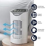 Spear & Jackson 38065 Air Purifier with HEPA & Carbon Filters, Air Cleaner for Allergies, Pollen, Pets, Dust, Smokers; Ionizer & Timer Function