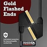 rhinocables Shielded Scart Cable, Gold-Plated Male to Male, RGB 21-Pin Scart Lead for AV Audio and Video Connector for TV, SKY, VCR, DVD Player, Android Boxes (1.5m)