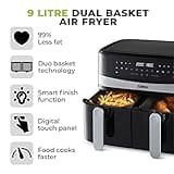 Tower T17088 Vortx 9L Dual Basket Air Fryer with Smart Finish, 2600W, Black