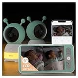 BOIFUN 2K WiFi Baby Monitor With Two Cameras, Night Light, App & 5" Split-Screen Control, Motion&Cry Detection, Auto Tracking, PTZ, Humidity & Temperature Sensor, 2-Way Audio, Custom Alert Area, Twins