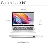 HP Chromebook 14" | Intel Processor N100 Processor| 4 GB RAM | 128 GB Flash Storage | Intel UHD Graphics | HD Display | Up to 12hrs battery | Chrome OS | Dual Speakers | Glacier Silver | 14a-nf0002sa