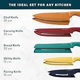 Home Hero Ultra-Sharp Stainless Steel Kitchen Knife Set - Chef Knives Set (5 pcs Set - Multi-Colour with Sheath)