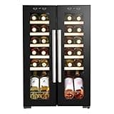 Baridi 24 Bottle Dual Zone Wine Cooler, Fridge, Touch Screen, LED Light Black and Mirror Glass Door – DH97